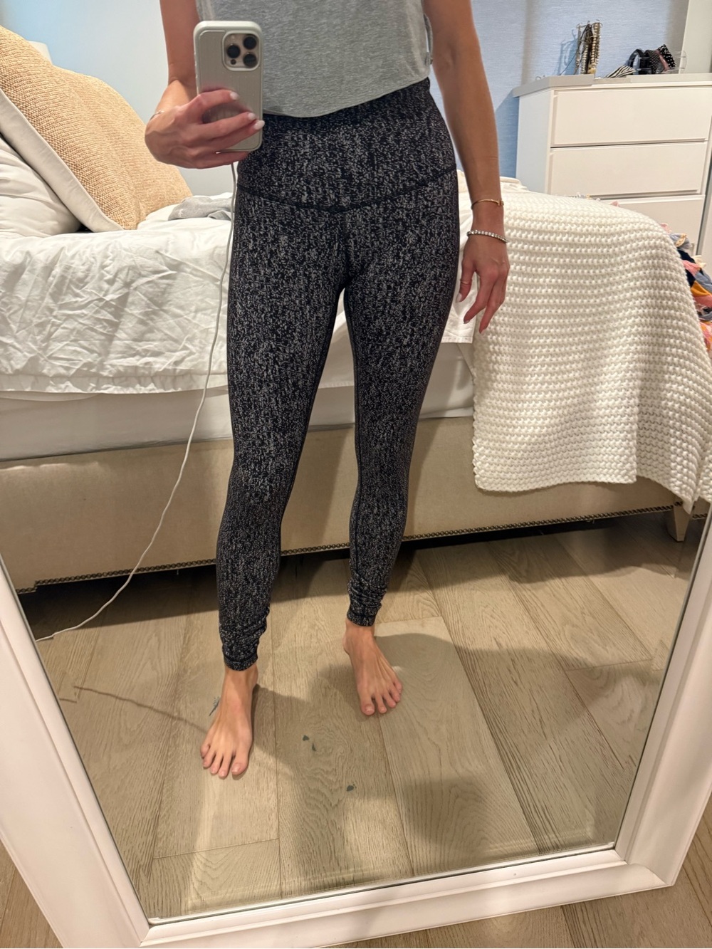 Lululemon Black & White Printed High-Rise Leggings